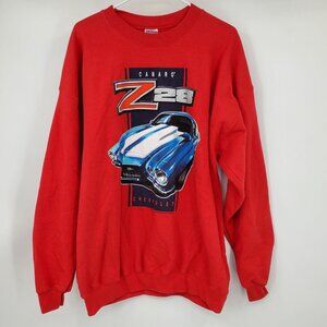 NWT Vintage Chevrolet Camaro Z28 Red Muscle Sports Car Pullover Crewneck XL